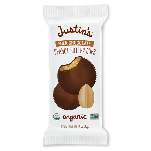 Buy now: Justin’s Milk Peanut Butter Cups, organic chocolate snack, 2-pack, creamy & sweet