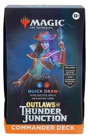 Magic the Gathering Outlaws of Thunder Junction Single Commander Deck featuring exclusive cards, strategy guide, and colle...