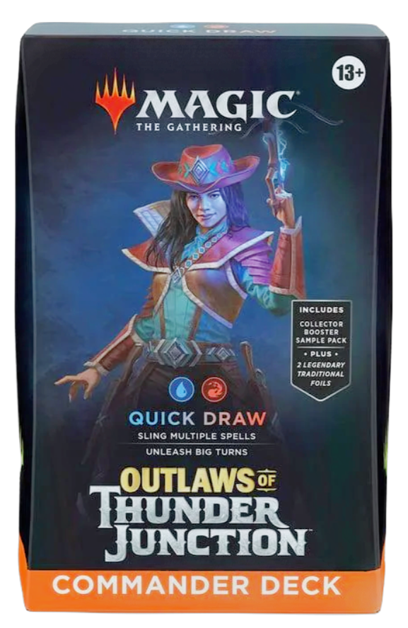 Magic the Gathering Outlaws of Thunder Junction Single Commander Deck featuring exclusive cards, strategy guide, and colle...