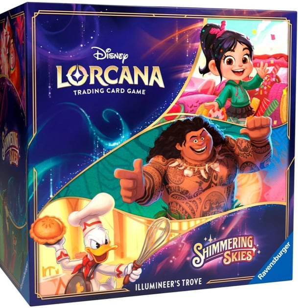 New Lorcana Shimmering Skies Illumineer’s Trove, exclusive collectible card set, vibrant artwork, limited edition