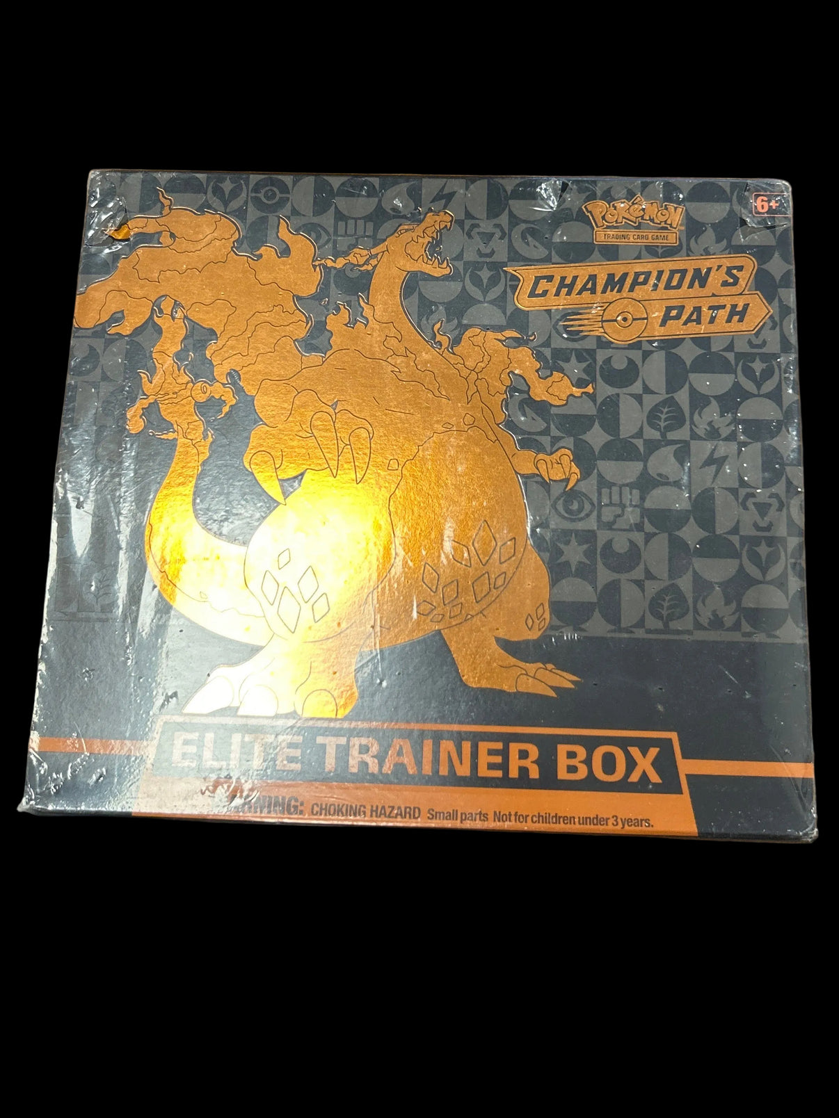 Champion’s Path Elite Trainer Box New – Pokémon TCG set with 8 booster packs, card sleeves, dice, and damage counters