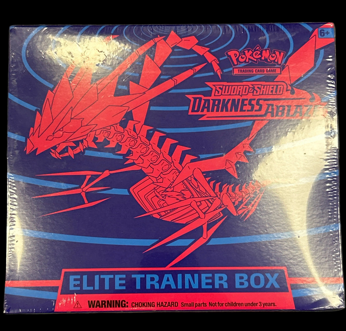 Darkness Ablaze Elite Trainer Box New – Pokémon TCG ETB with 8 Darkness Ablaze booster packs, sleeves, dice, and extras.