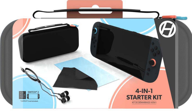 Buy latest Hyperkin 4-in-1 Starter Kit for Switch 2, includes new durable carrying case, screen protector, and charging cable