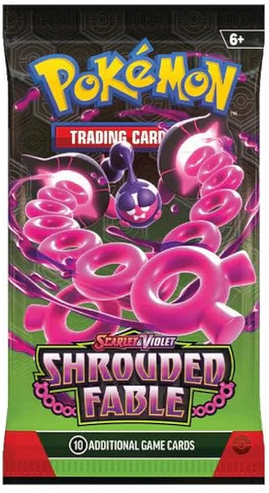 New Scarlet & Violet Shrouded Fable Booster Pack, sealed collectible card game, vibrant artwork