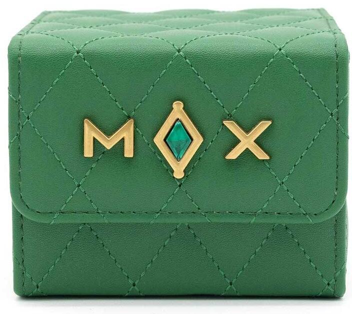 Black Mox Luxury Deck Box 100+ with premium leather finish for card game enthusiasts, secure magnetic closure