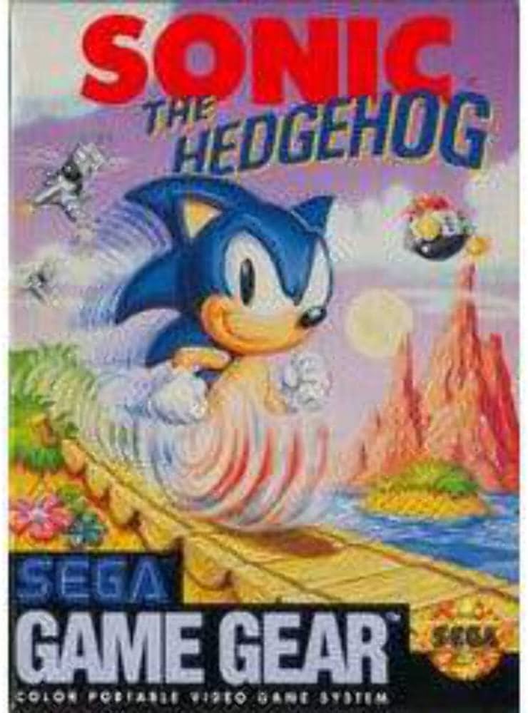 Vintage Sonic The Hedgehog GameGear console, 90s retro gaming, portable device in black