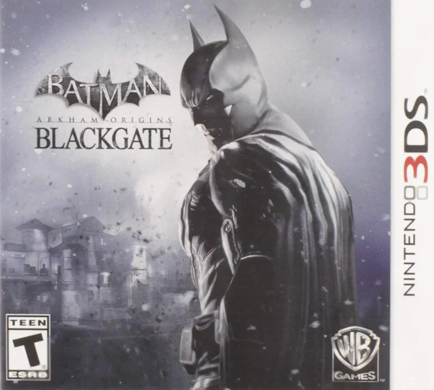 Batman Arkham Origins Blackgate 3DS game cover, action-packed adventure game for Nintendo 3DS enthusiasts