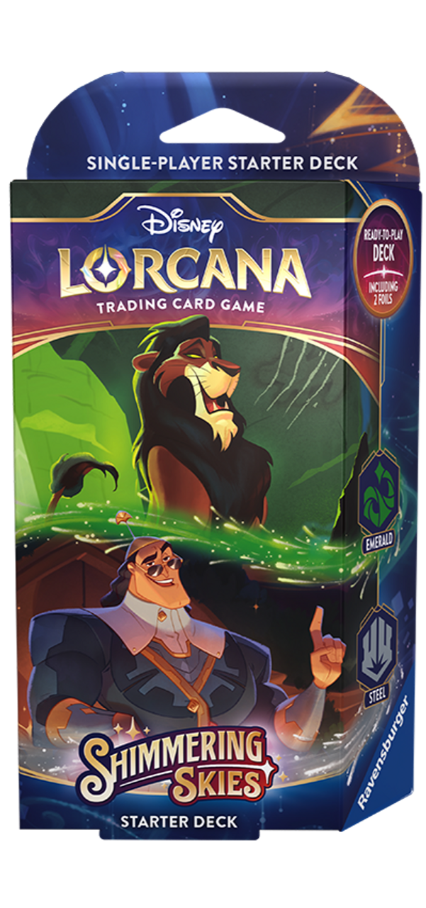 Buy now: New Lorcana Shimmering Skies Starter Deck, collectible card game, blue-themed artwork, for strategic play enthusi...