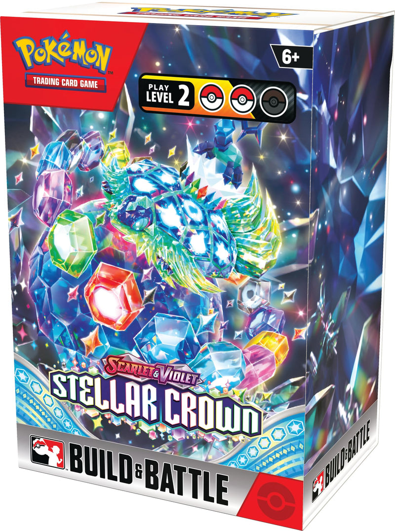 New Build & Battle Stellar Crown Pokemon game, collectible card pack, vibrant artwork, for enthusiasts