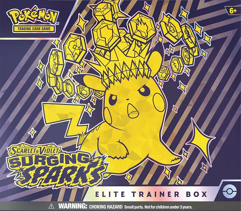 Buy new Surging Sparks Elite Trainer Box Pokemon TCG, exclusive collectible cards set, vibrant packaging