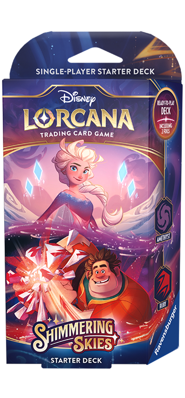 New Lorcana Shimmering Skies Starter Deck, collectible card game, vibrant artwork, for beginners