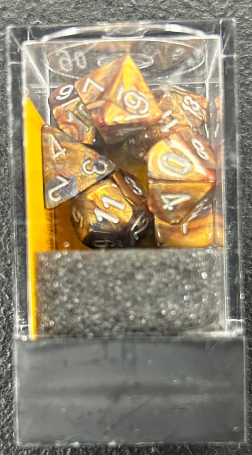 Chessex Mini 7 Dice Block in vibrant translucent red, polyhedral RPG dice set for gamers