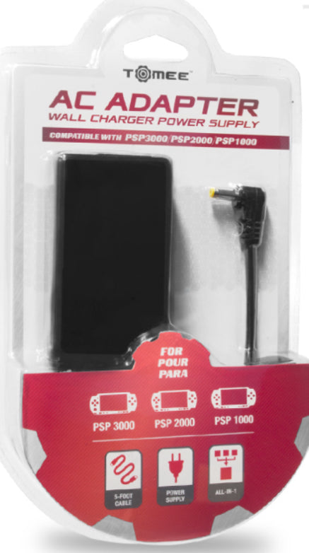 Buy new PSP AC Adapter Cable, durable black charging cord for gaming console, essential accessory