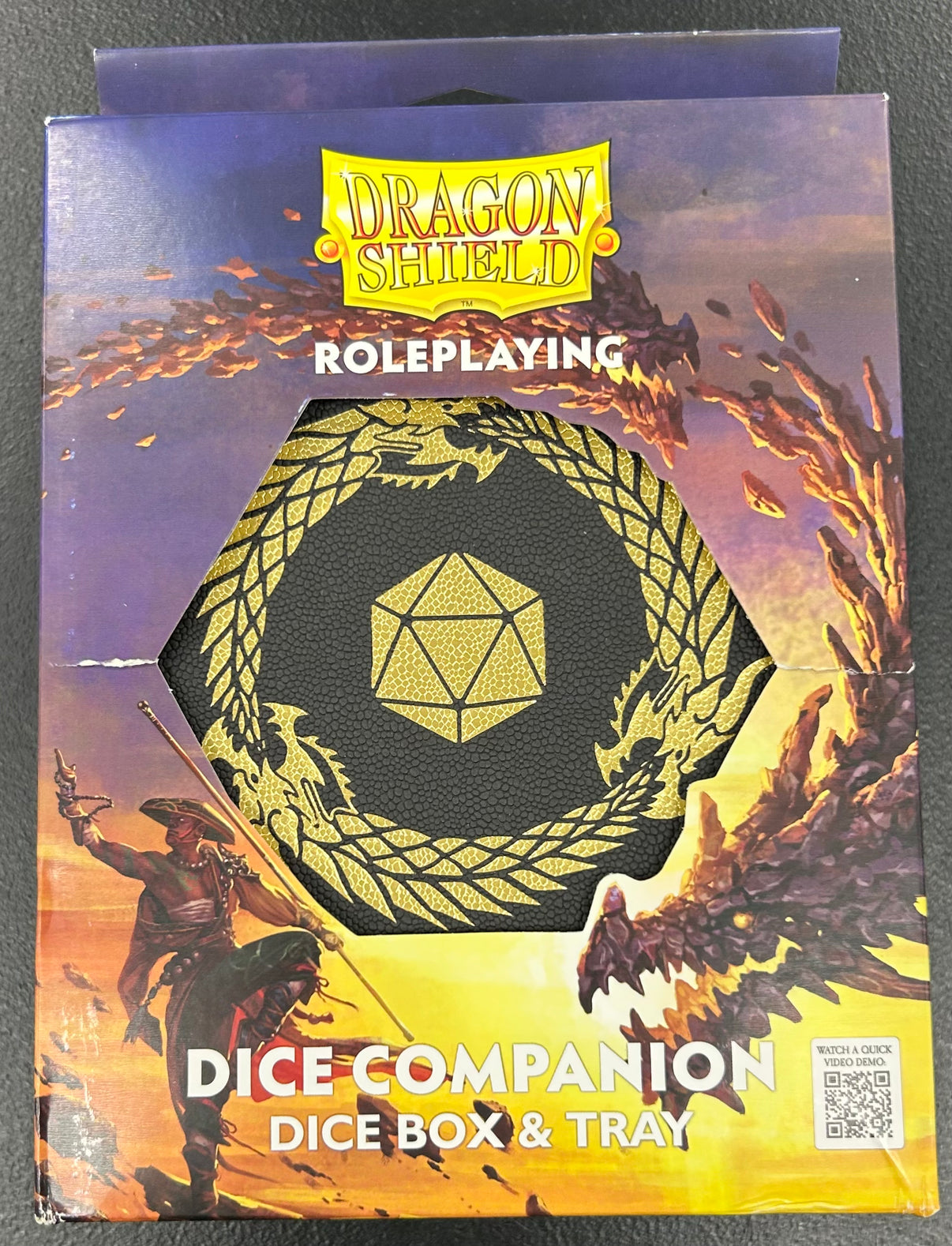 New Dragon Shield Dice Companion in durable black leather, compact size for RPG gamers