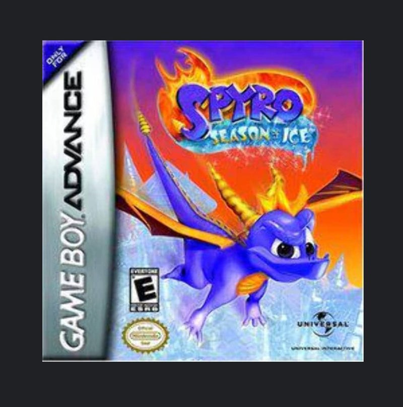 Spyro Season of Ice GBA game cartridge, vibrant cover art, classic platform adventure for Game Boy Advance
