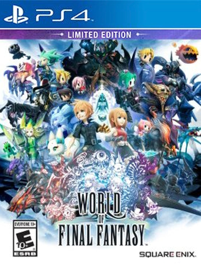 World of Final Fantasy PS Vita game, fantasy RPG adventure, colorful graphics, handheld gaming