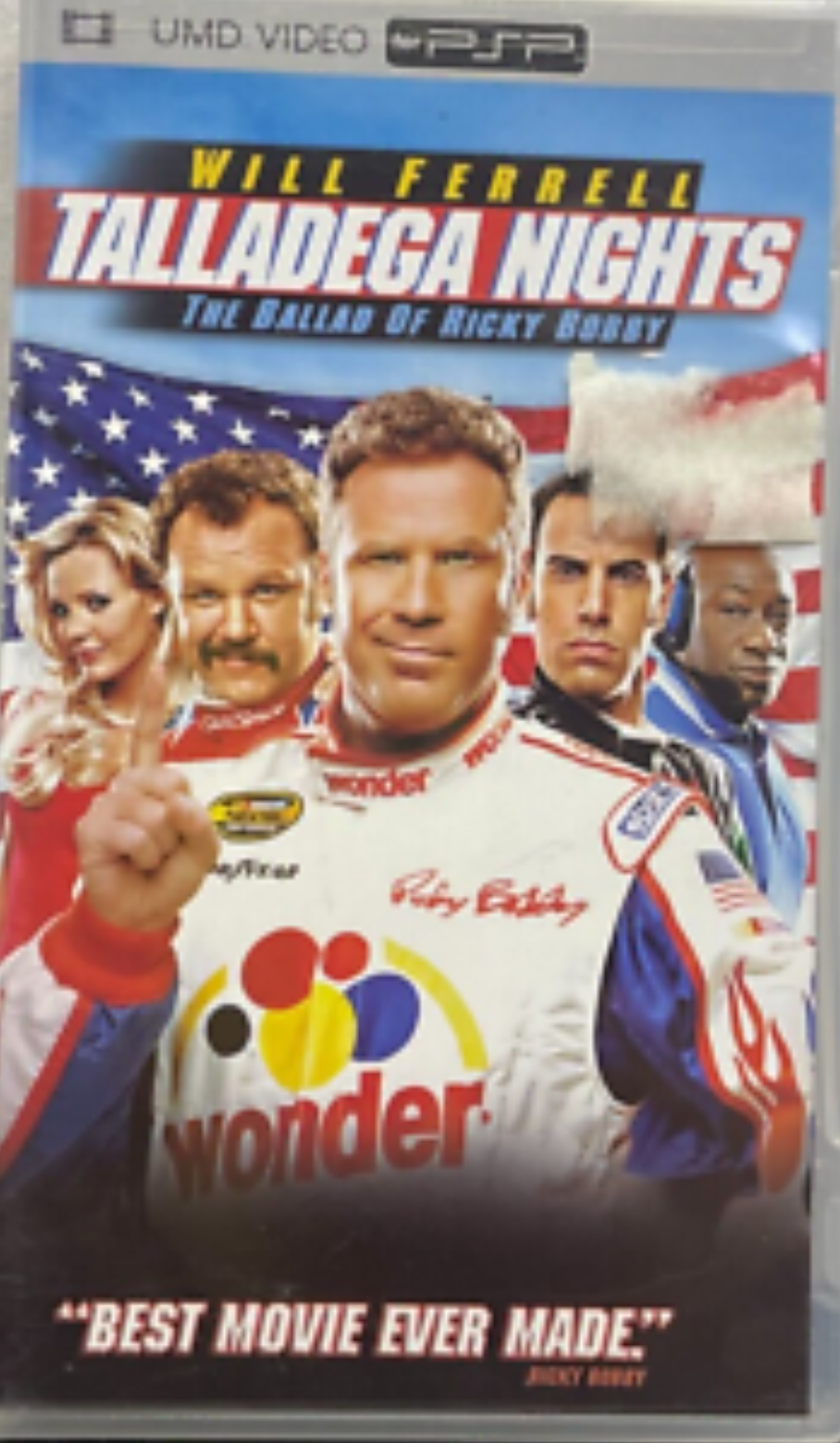 Will Ferrell Talladega Nights PSP game, Rickey Bobby racing adventure, family-friendly entertainment