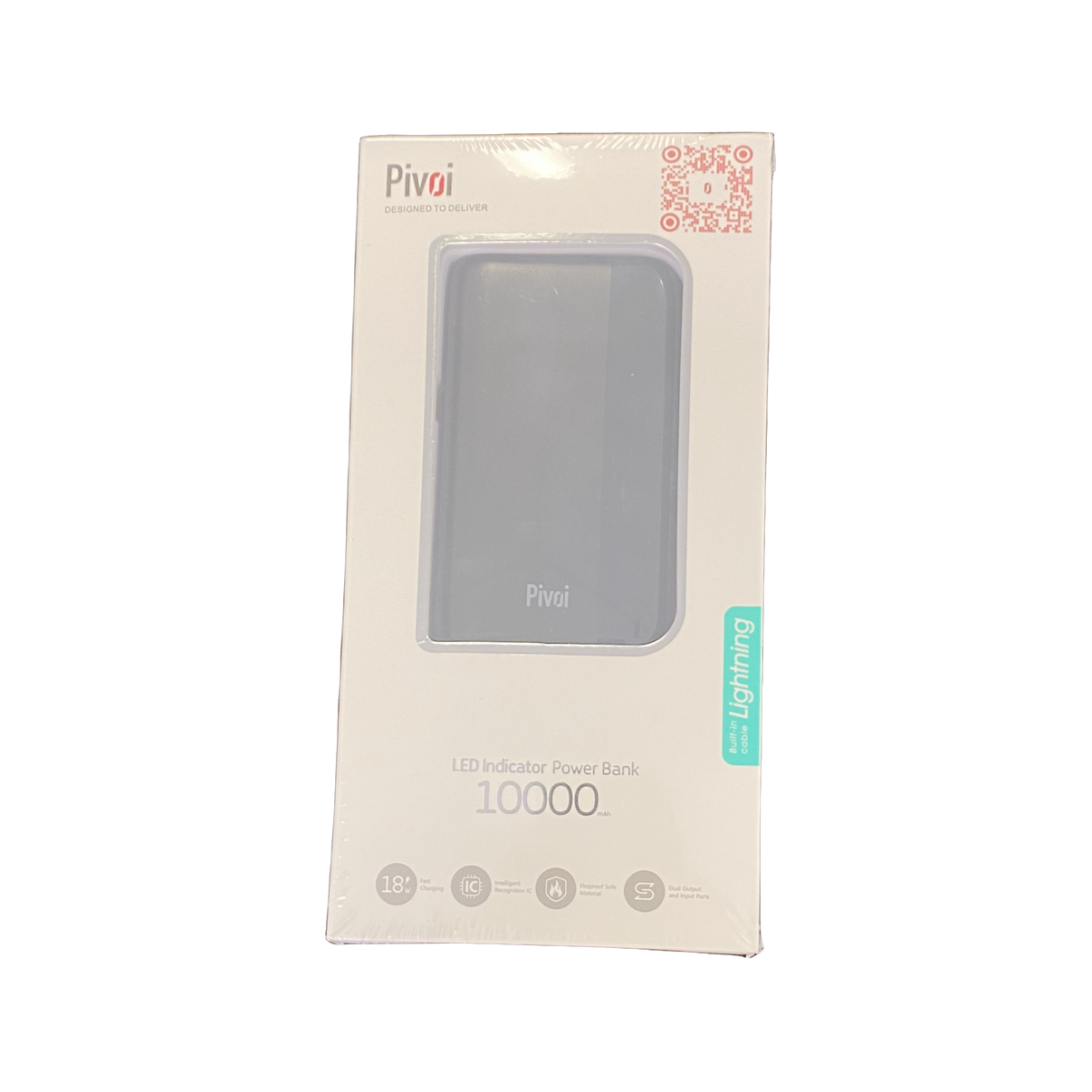 Black 10000 MAH Power Bank from Pivoi, compact portable charger, USB-C fast charging, durable aluminum case
