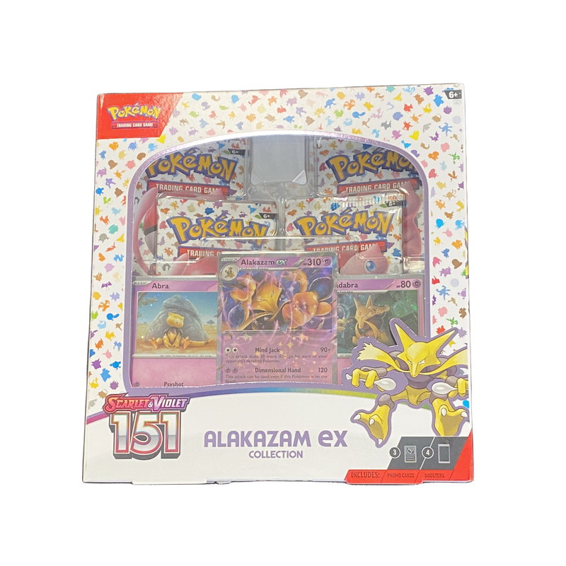 New Pokemon 151 Alakazam EX Collection box set, featuring rare holographic cards, for collectors and fans