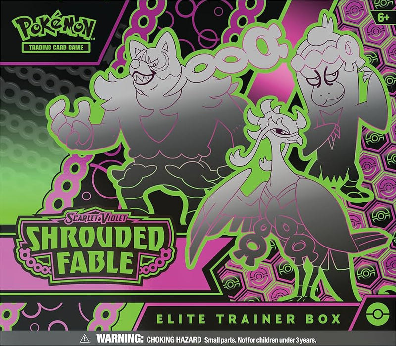 Buy new Shrouded Fable Elite Trainer Box Pokemon TCG, exclusive collectible cards in a sleek black and gold box