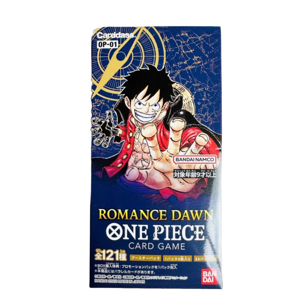 One Piece Romance Dawn Japanese Booster Box, new and sealed, featuring rare collectible cards for anime fans
