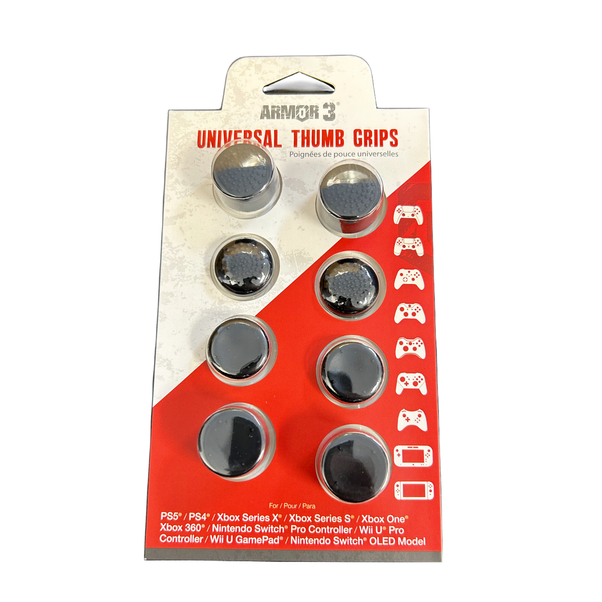 Black silicone Universal Thumb Grips | New for gaming controllers, anti-slip, pack of 4