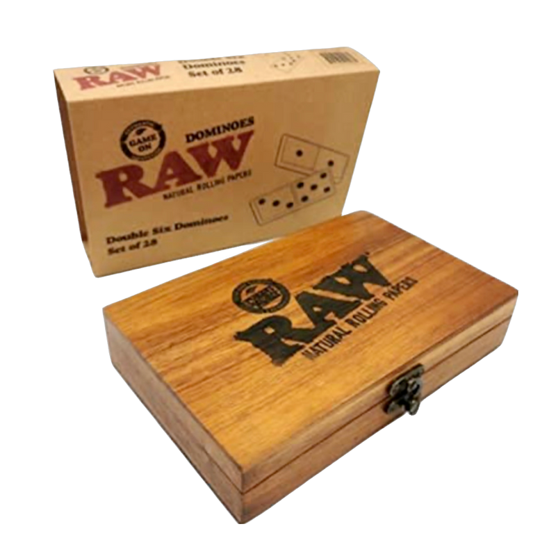 Dominoes Set - Raw Dominoes Set with Wood Case, Classic Black & White, Durable Material, Family Game Night Essential