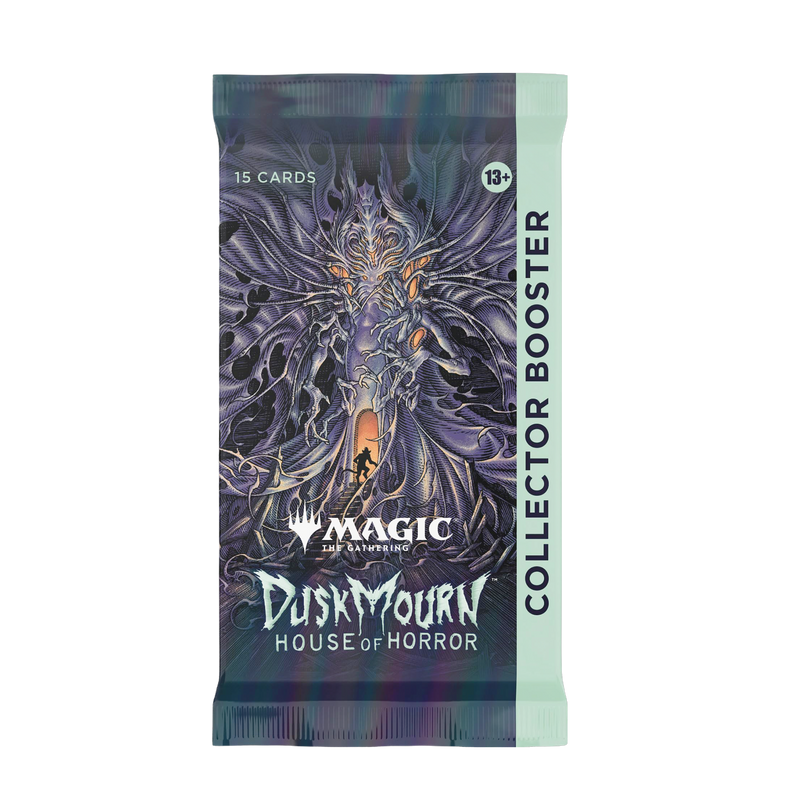 Magic the Gathering Duskmourn Booster Pack Collector Edition featuring rare foil cards, strategy game essentials