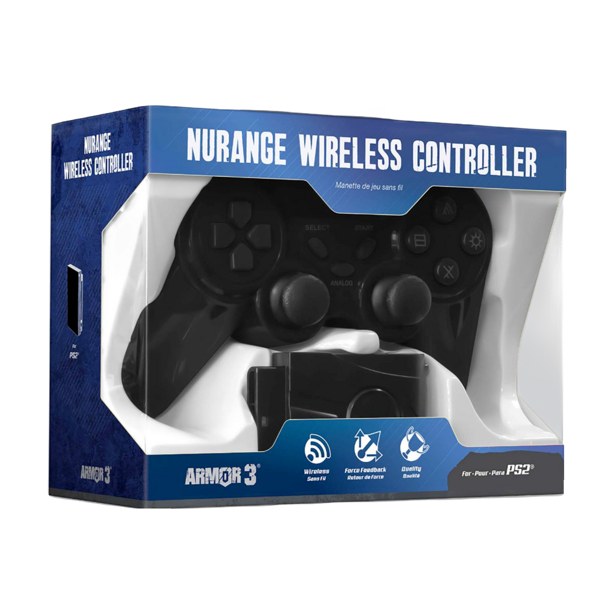 Buy Nurange Wireless Controller for PS2, new ergonomic design in black, perfect for gamers seeking wireless freedom