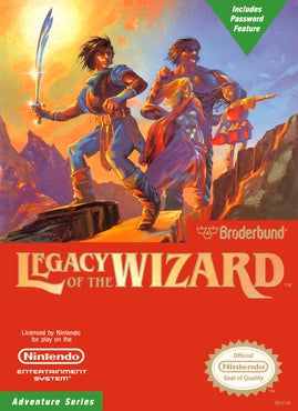 Vintage Legacy of the Wizard NES game cartridge, classic 8-bit fantasy adventure, collectible condition