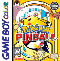 Retro Pokemon Pinball GBC game cartridge, vibrant red and blue, for Game Boy Color collectors
