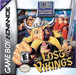 Retro game The Lost Vikings for GBA, classic 90s puzzle-platformer, colorful cartridge