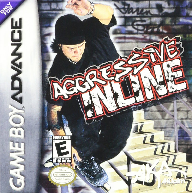 Aggressive Inline GBA game cartridge, classic skateboarding video game for Game Boy Advance, vibrant cover art