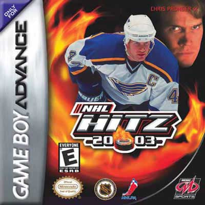 NHL Hitz 2003 GBA game cartridge, classic hockey video game for Game Boy Advance, vibrant cover art