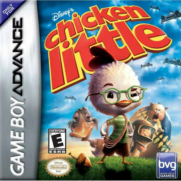 Chicken Little GBA game cartridge, vibrant cover art, family-friendly platformer for Game Boy Advance