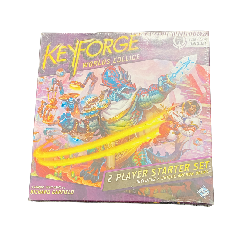 Buy new Keyforge Worlds Collide 2-Player Starter Set, strategy card game for competitive play, includes tokens & guides