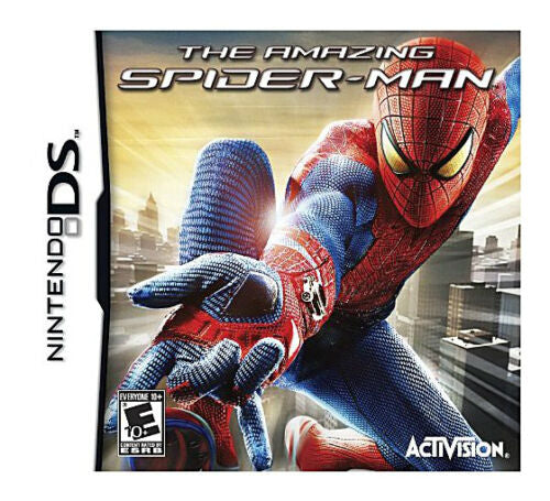 The Amazing Spiderman DS game cartridge, action-packed adventure, red and blue cover art