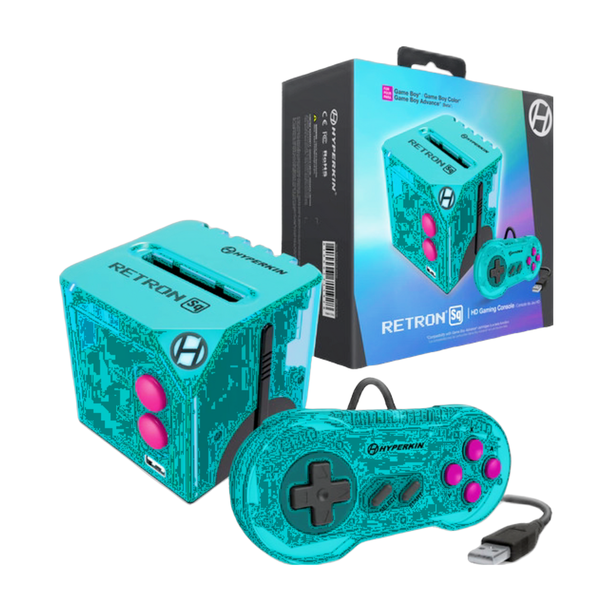 Buy now Retron Square Gameboy Advance Emulator Console in sleek black, portable gaming nostalgia, 4-inch screen