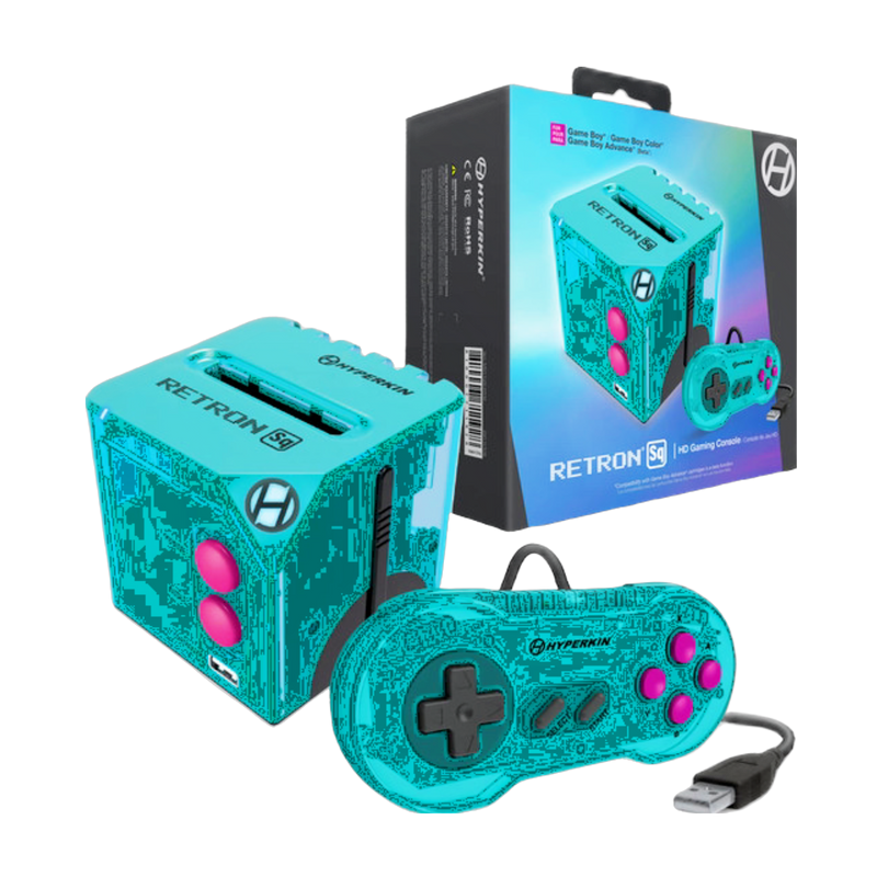 Buy now Retron Square Gameboy Advance Emulator Console in sleek black, portable gaming nostalgia, 4-inch screen