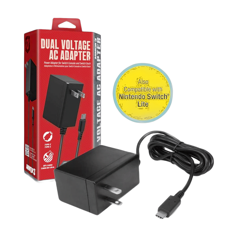 Buy now Switch / Switch Lite Power Adapter | New, compact black USB-C fast charging cable for gaming enthusiasts