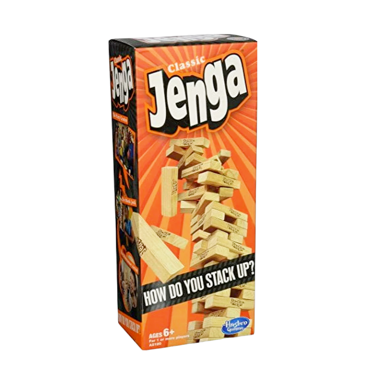 Classic Jenga game set with natural wood blocks for family fun nights