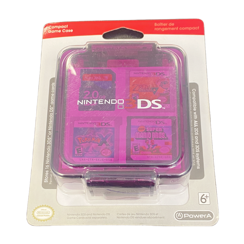 New 3DS Game Card Case, durable hard plastic, red, holds 24 games, compact design, secure storage solution