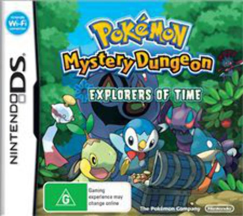 Pokemon Mystery Dungeon: Explorers of Time DS game cover, family-friendly RPG for Nintendo DS