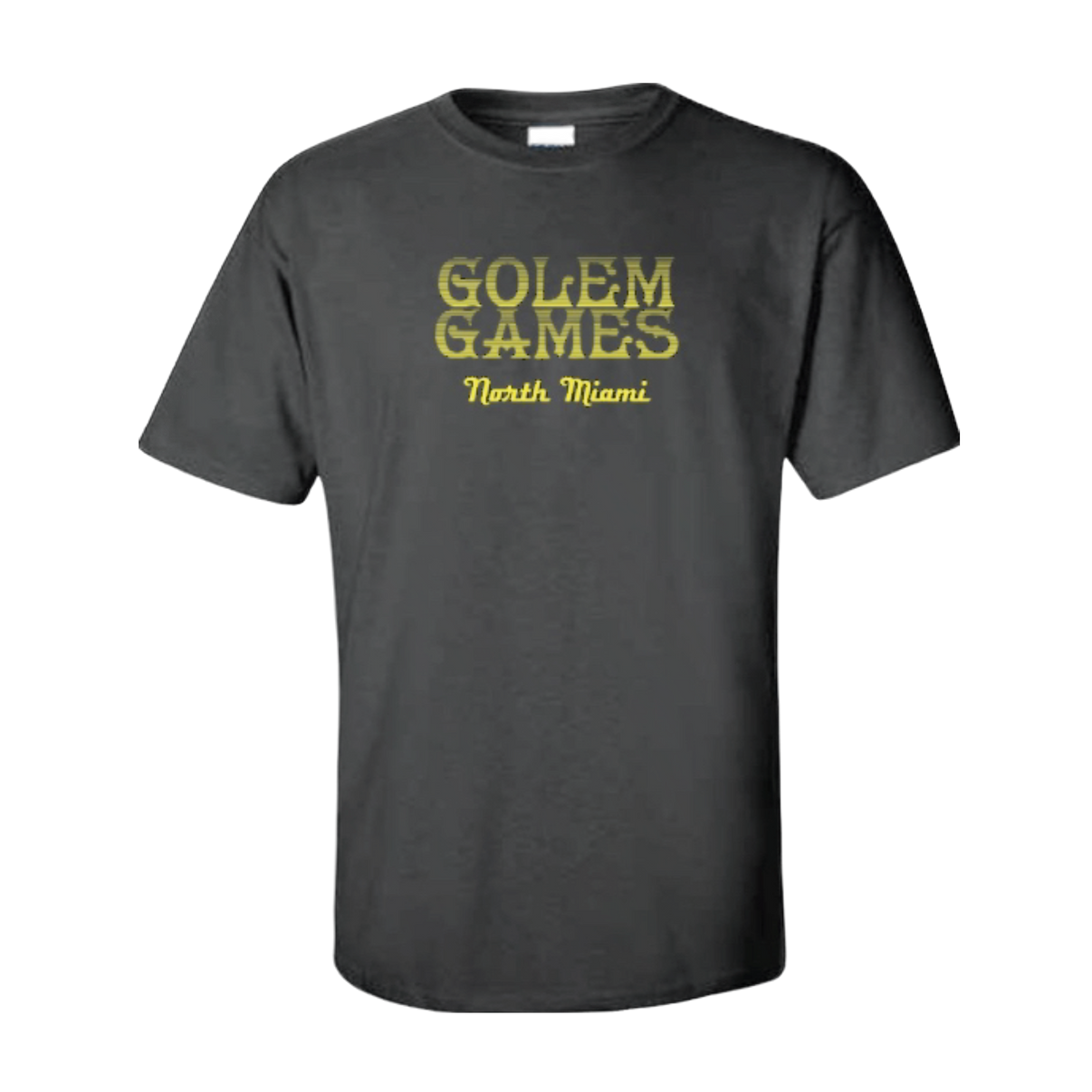 Buy Golem Family Crest Shirt in black cotton, medieval-inspired design, size options available, perfect for heritage enthu...