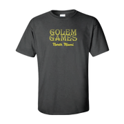Buy Golem Family Crest Shirt in black cotton, medieval-inspired design, size options available, perfect for heritage enthu...