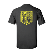 Buy Golem Family Crest Shirt in black cotton, medieval-inspired design, size options available
