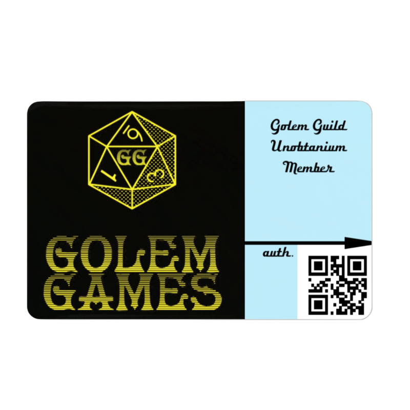 Exclusive Golem Guild Membership card, premium access to fantasy gaming community, digital benefits package included