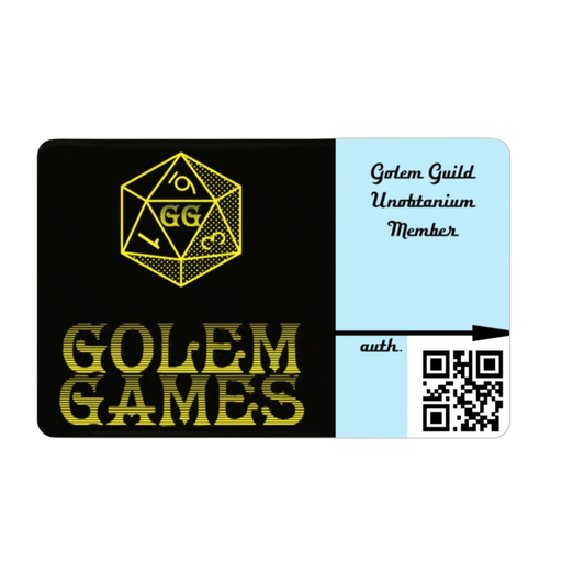 Exclusive Golem Guild Membership card, premium access to fantasy gaming community, digital benefits package included