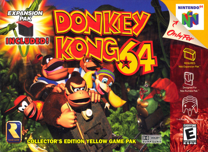 Donkey Kong 64 N64 game cartridge, vintage collectible for Nintendo 64 enthusiasts, classic adventure genre