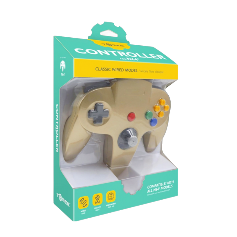 Tomee Wired N64 Controller in classic grey, durable plastic, perfect for retro gaming enthusiasts seeking authentic N64 ex...
